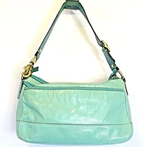 Coach Legacy 65th Anniversary Double Turnlock Satchel Teal Blue F13371 AS IS - Picture 3 of 16